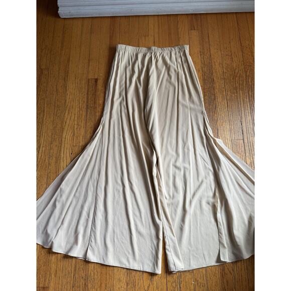 St. John Evening Pants Womens 14 Light Gold Silk Blend Wide Leg Palazzo Side Zip - Picture 7 of 7